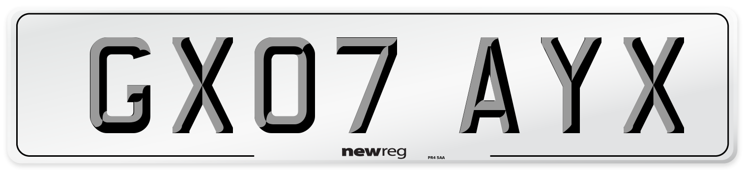 GX07 AYX Number Plate from New Reg